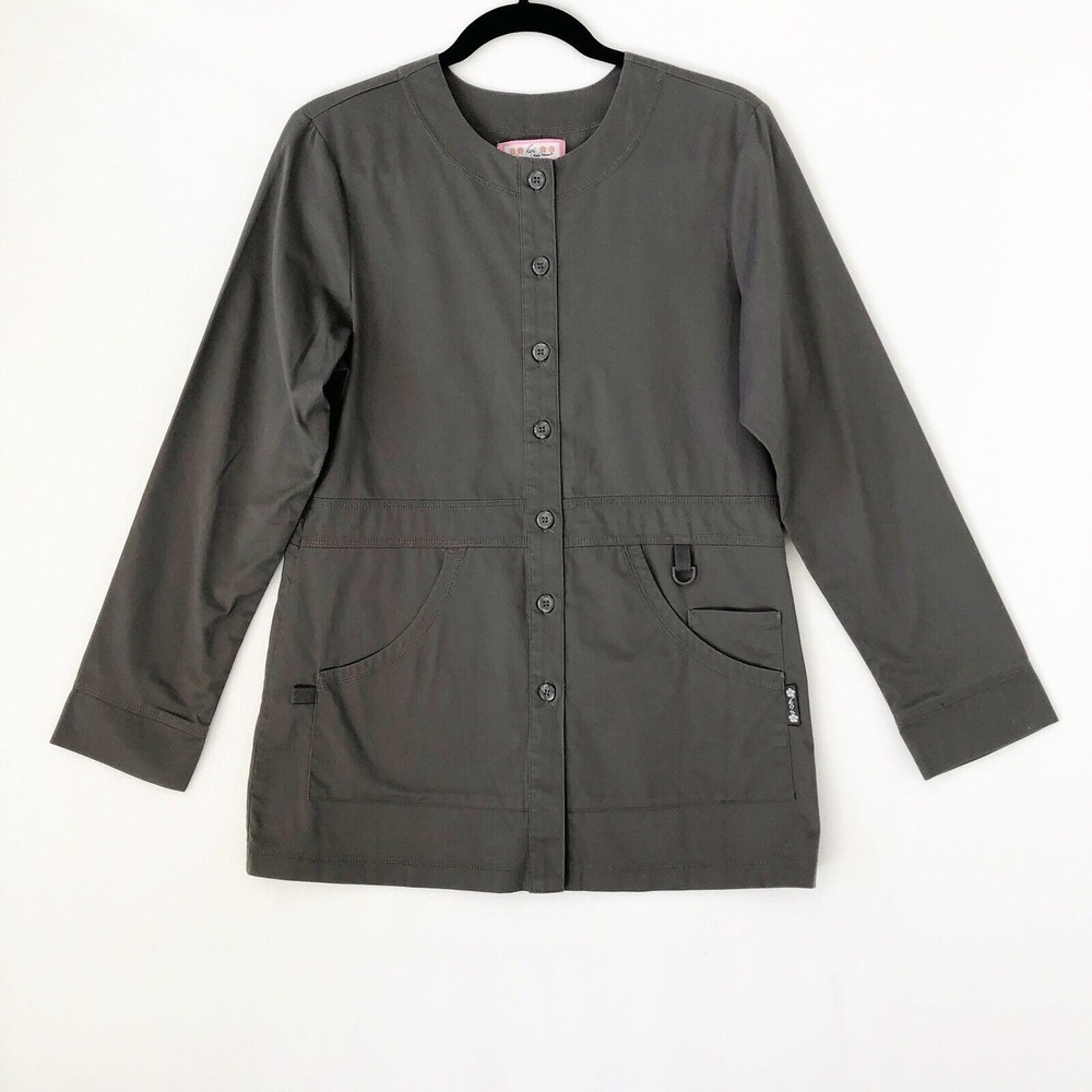 Koi Small Olivia Scrub Jacket Pewter Gray Cotton Blend Style 406